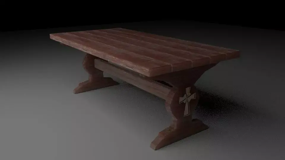 wooden table Free 3D model 2
