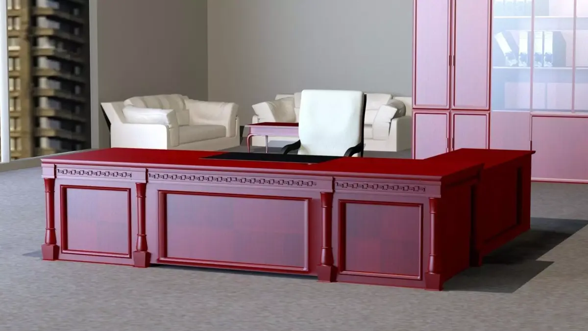 Classic Executive veneer desk with office furniture Free 3D model purchase