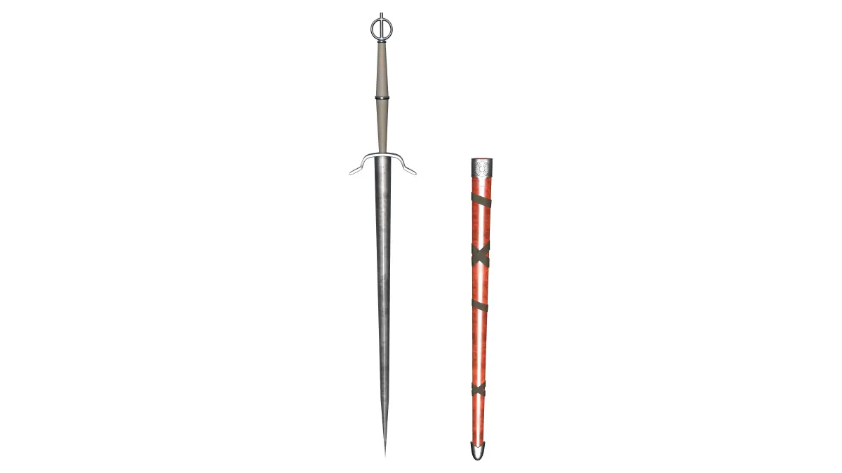 Medieval Long Hilt Sword With Scabbard Low-poly 3D model