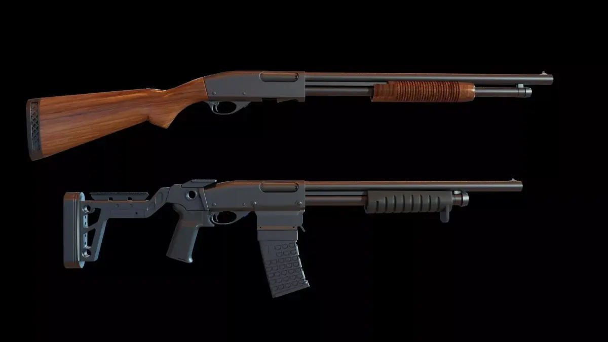 Remington 870 shotguns Low-poly 3D model