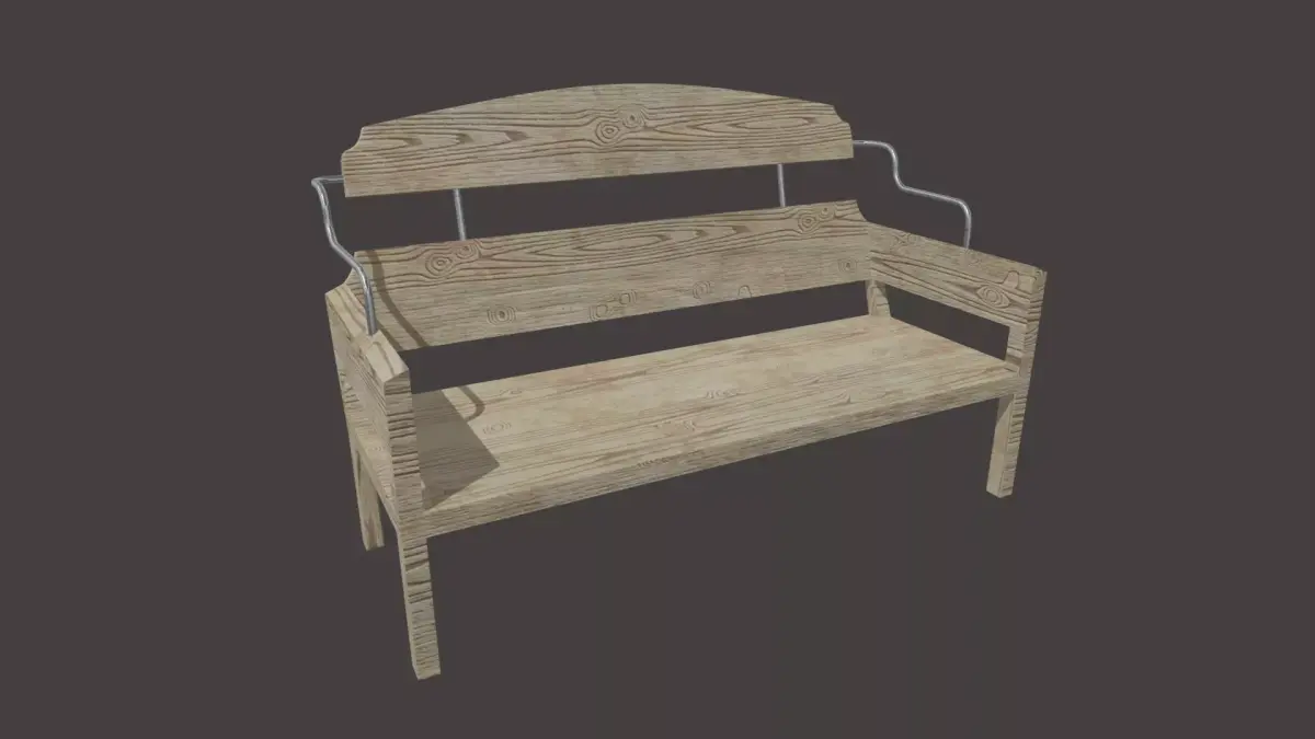 Low Poly White Wood Bench Low-poly 3D model