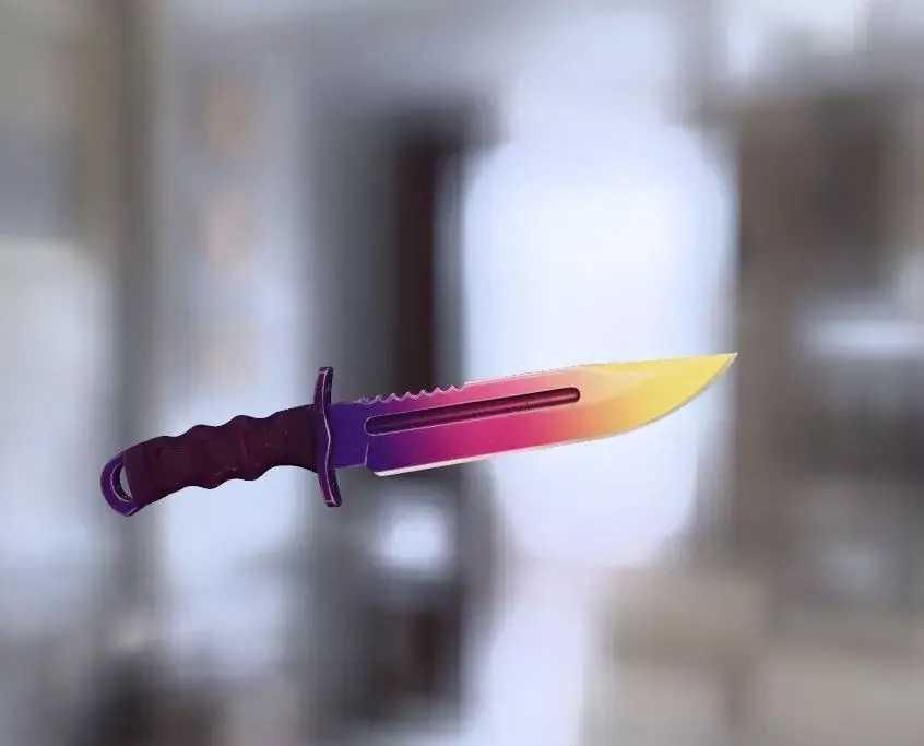Rainbow Dagger Sunset Fade Combat Knife  Tactical Melee  Low-poly 3D model