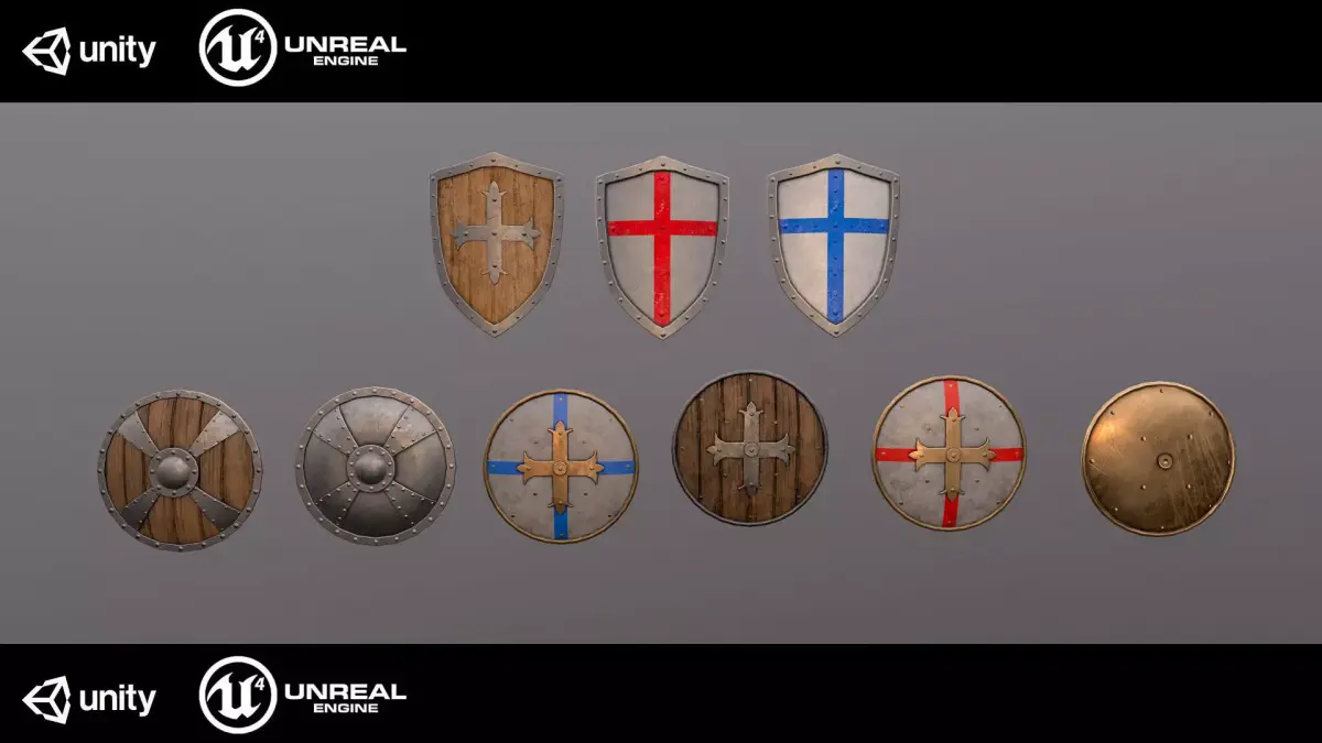 Medieval shields collection 3D Model Pack