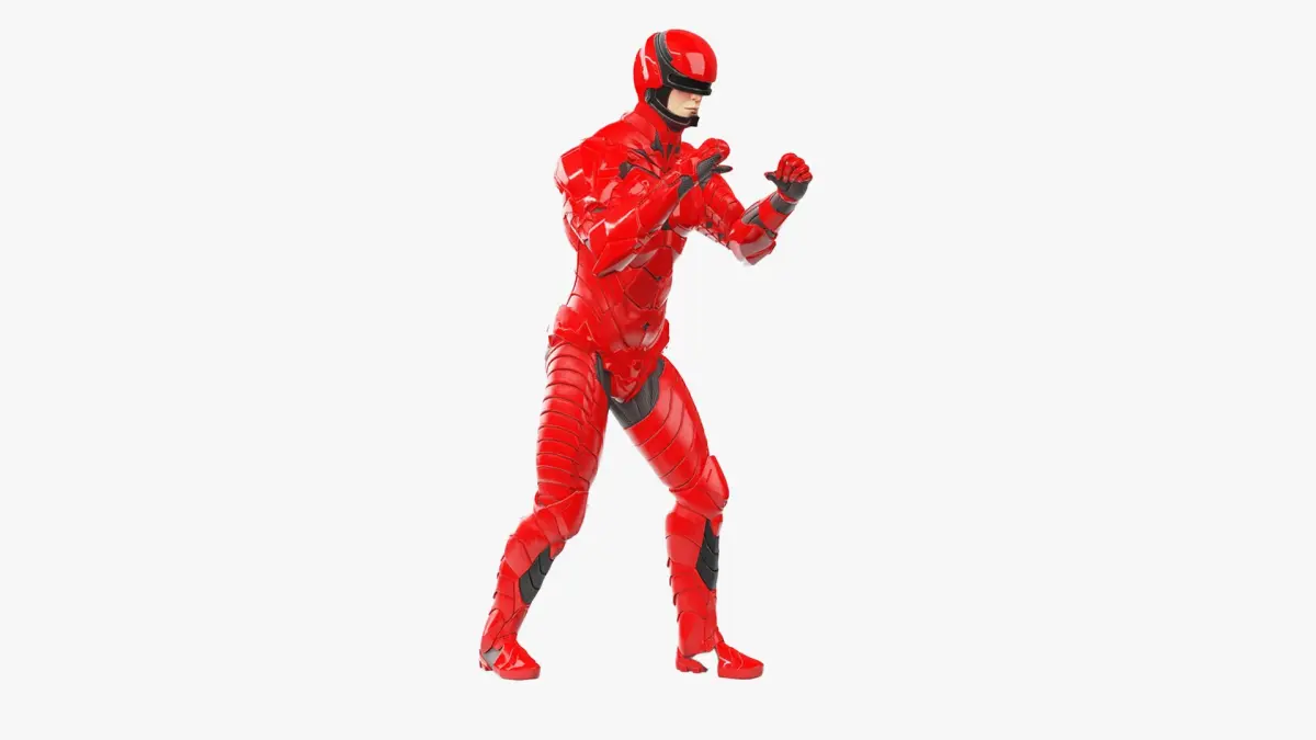Futuristic Cyborg in Red Armor Rigged for Cinema 4D 3D model