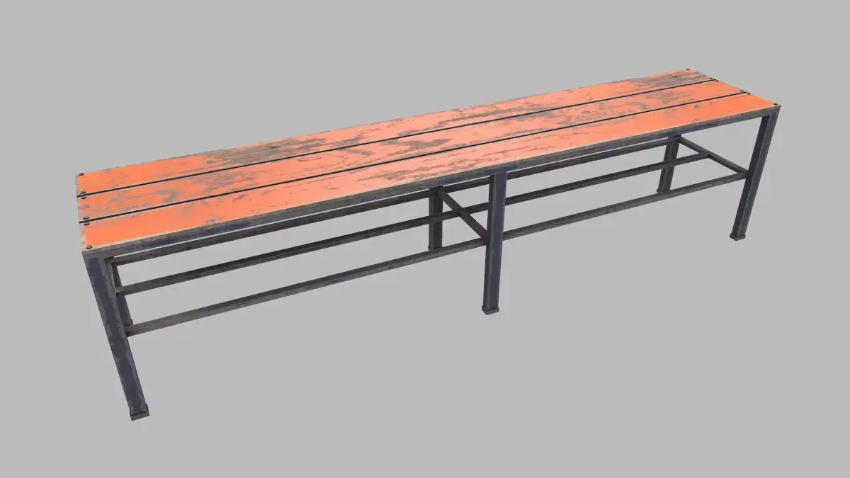 Old Wooden Bench Low-poly PBR Free low-poly 3D model