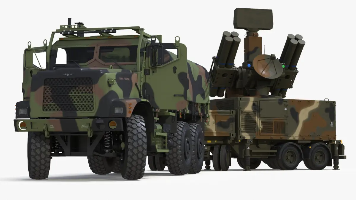 Truck with Trailer Air Defense Missile Complex Rigged 3D model
