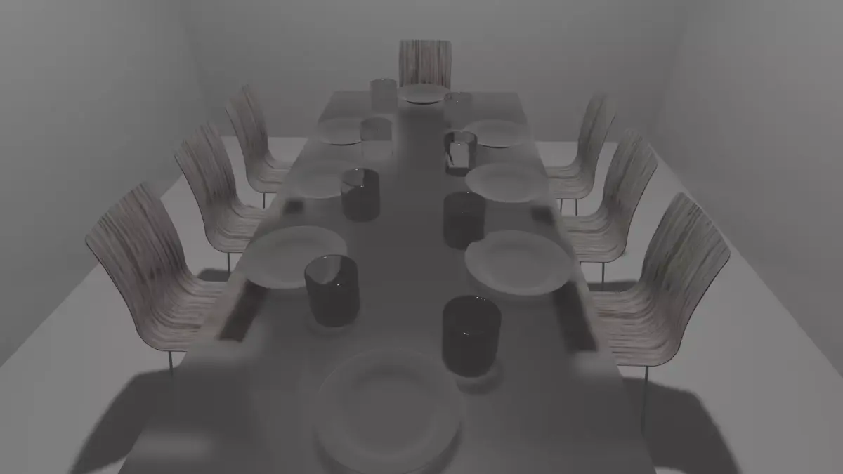 Dinner Set dining table with chairs and plates Free 3D model