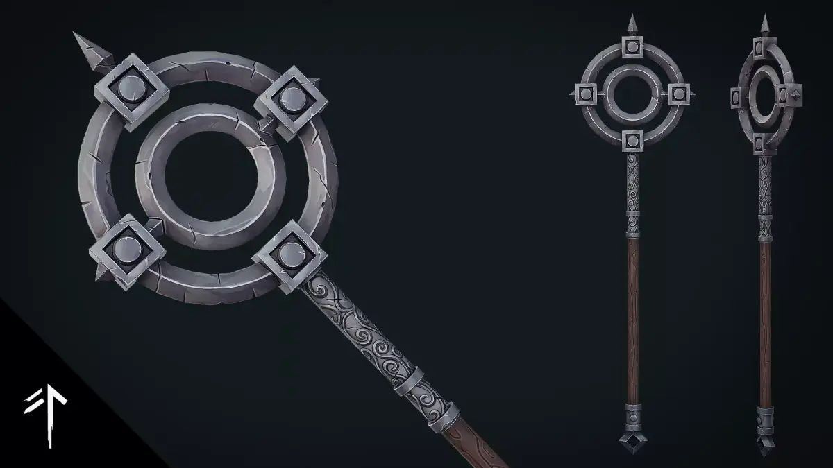 Stylized Fantasy Staff - Game Ready Hand Painted Weapon Low-poly 3D model
