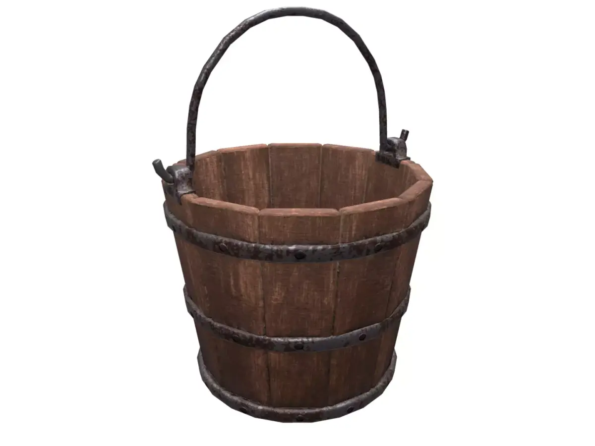 Wooden bucket Free low-poly 3D model buy