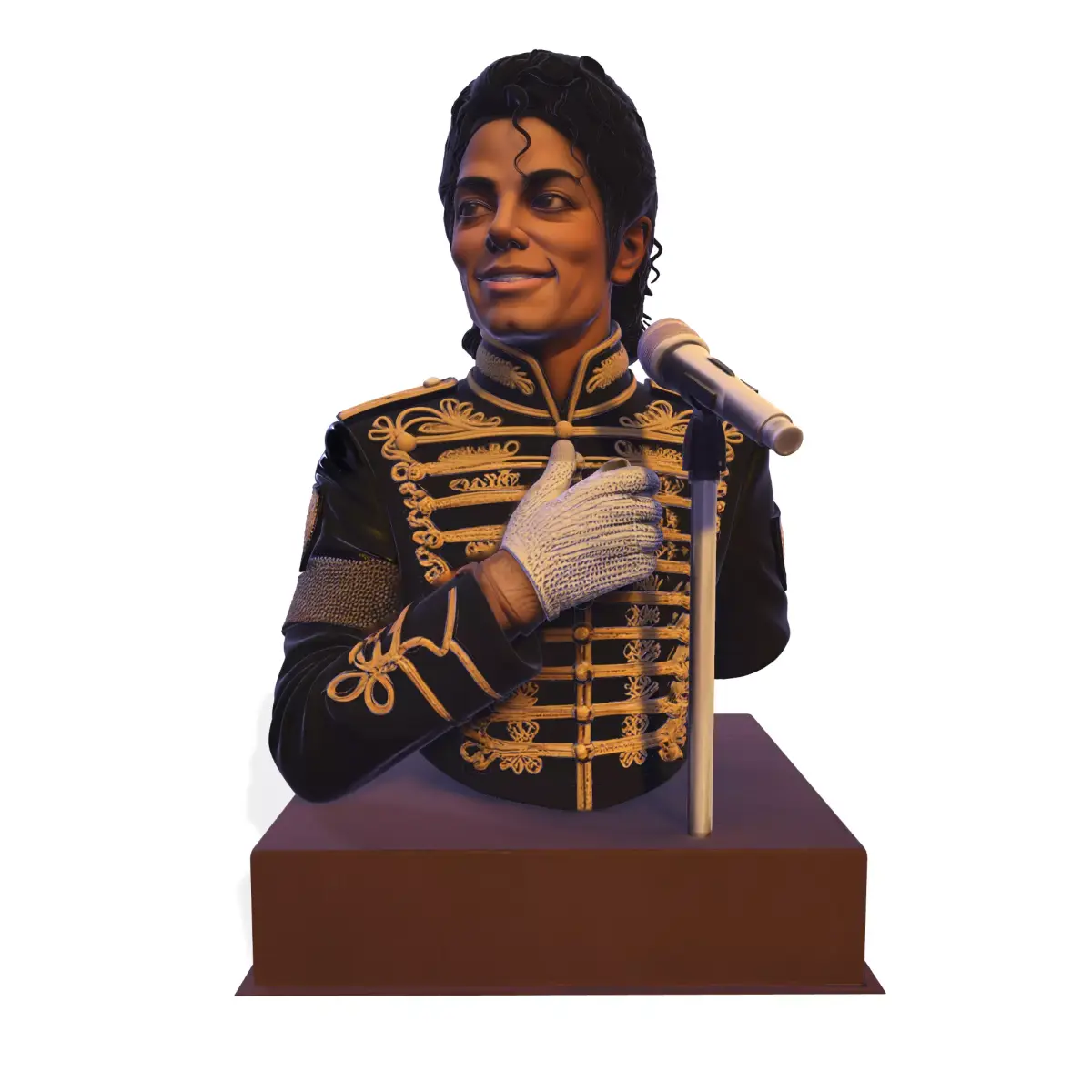 Realistic MJ PBR Pop King Performing Bust 3D print model