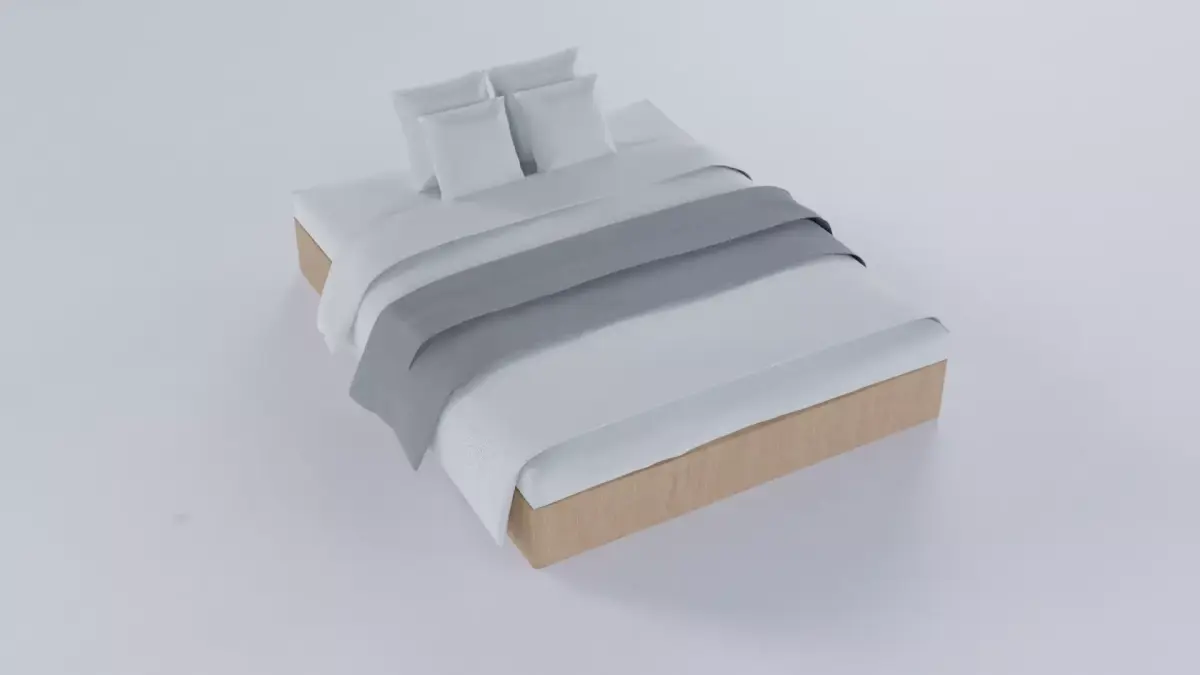 White Bed Free 3D model