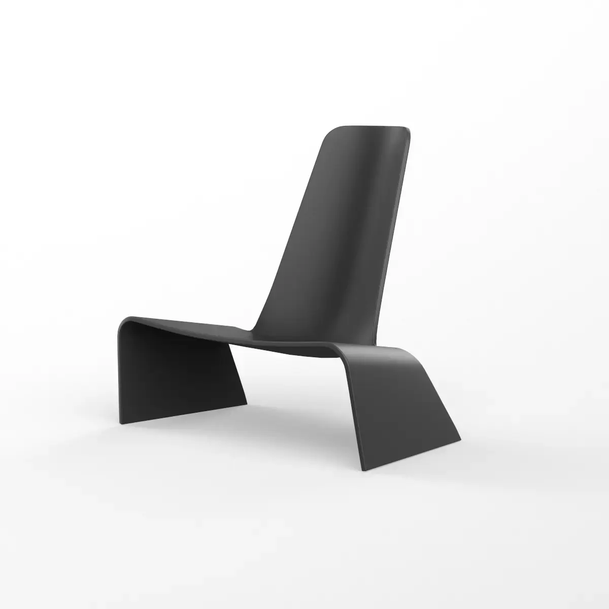 Plank land armchair black plastic Low-poly 3D model