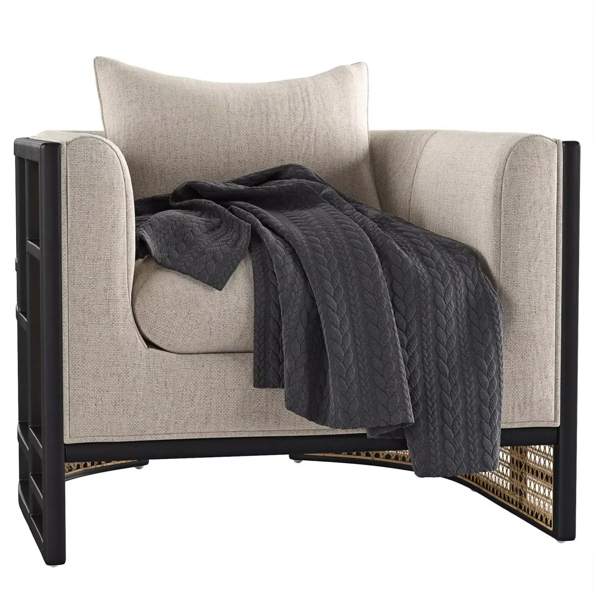Upholstered Grid Back Chair Free 3D model