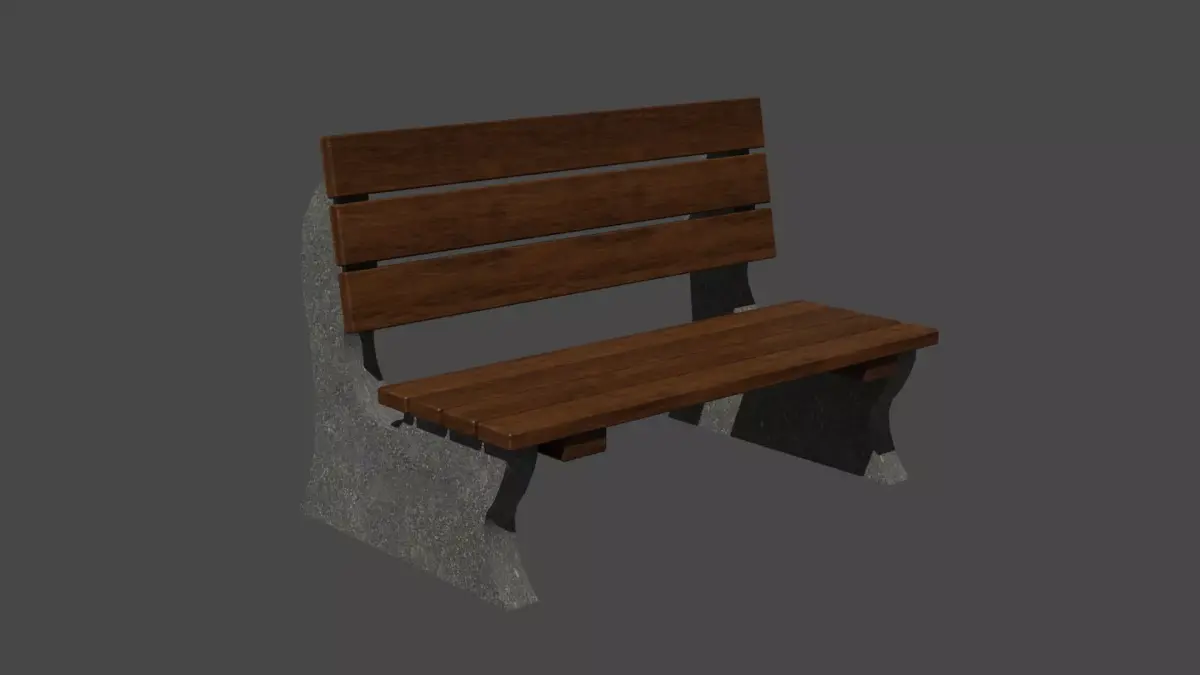 Park Bench Low-poly 3D model 14