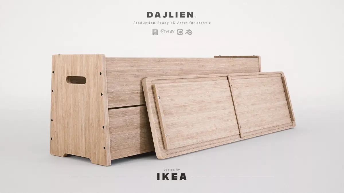 IKEA Dajlien Bamboo Gym Bench Stool Free 3D model
