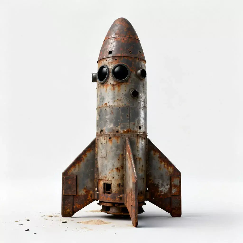 Realistic Rusty Rocket Ship 3D Model Low-poly 3D model