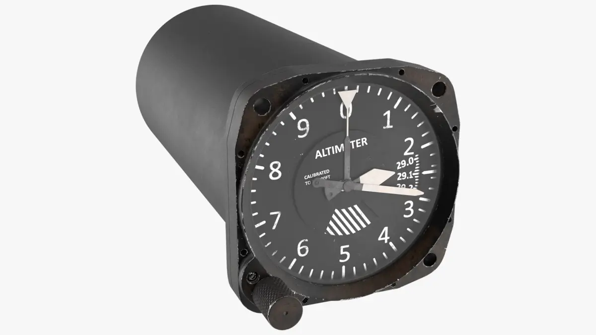 United Instruments Altimeter Used Condition Black Rigged 3D model
