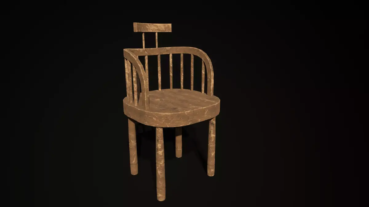 chair 3d model wooden Low-poly 3D model