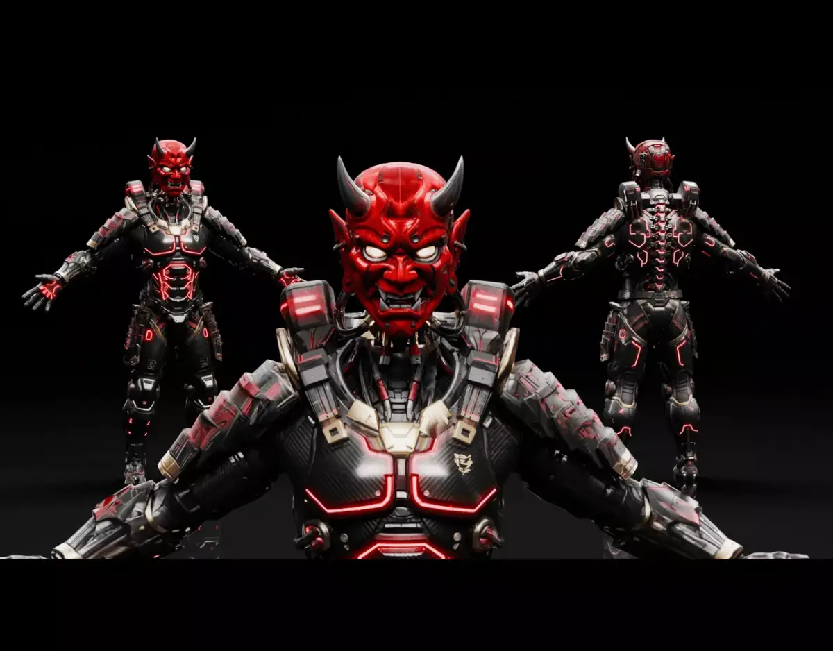 Cyberpunk Oni  Low-poly 3D model
