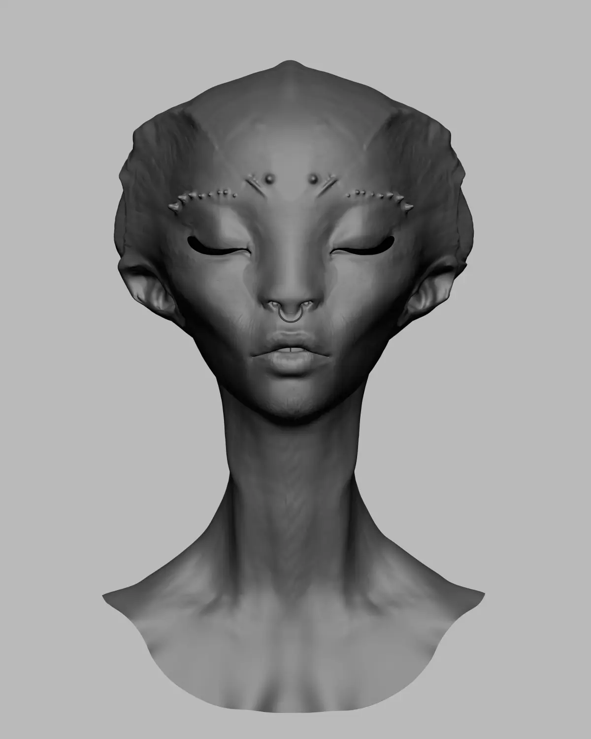Alien Girl Face With UV  and High Detail Sculpt 3D model