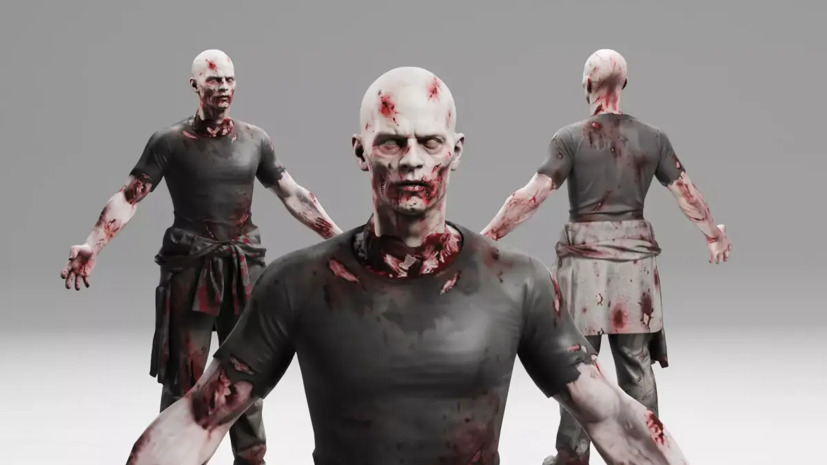 Realistic Zombie - Rigged Low-poly 3D model