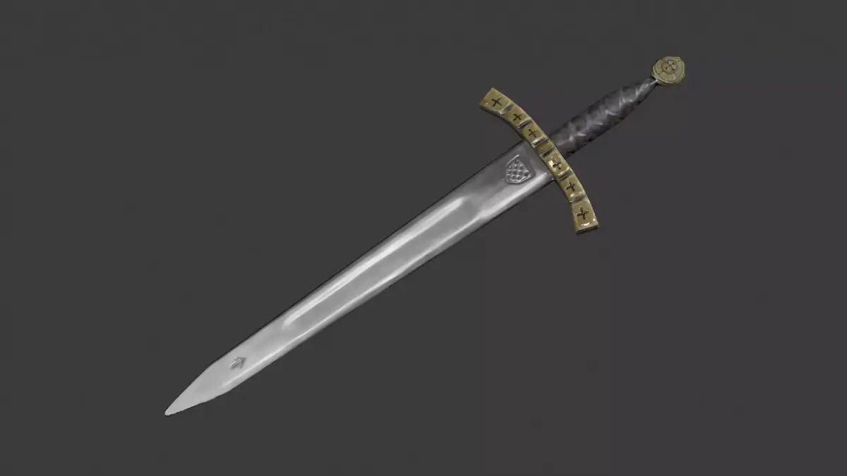 Medieval Templar Sword AAA Short Battle Sword Low-poly 3D model Low-poly 3D model