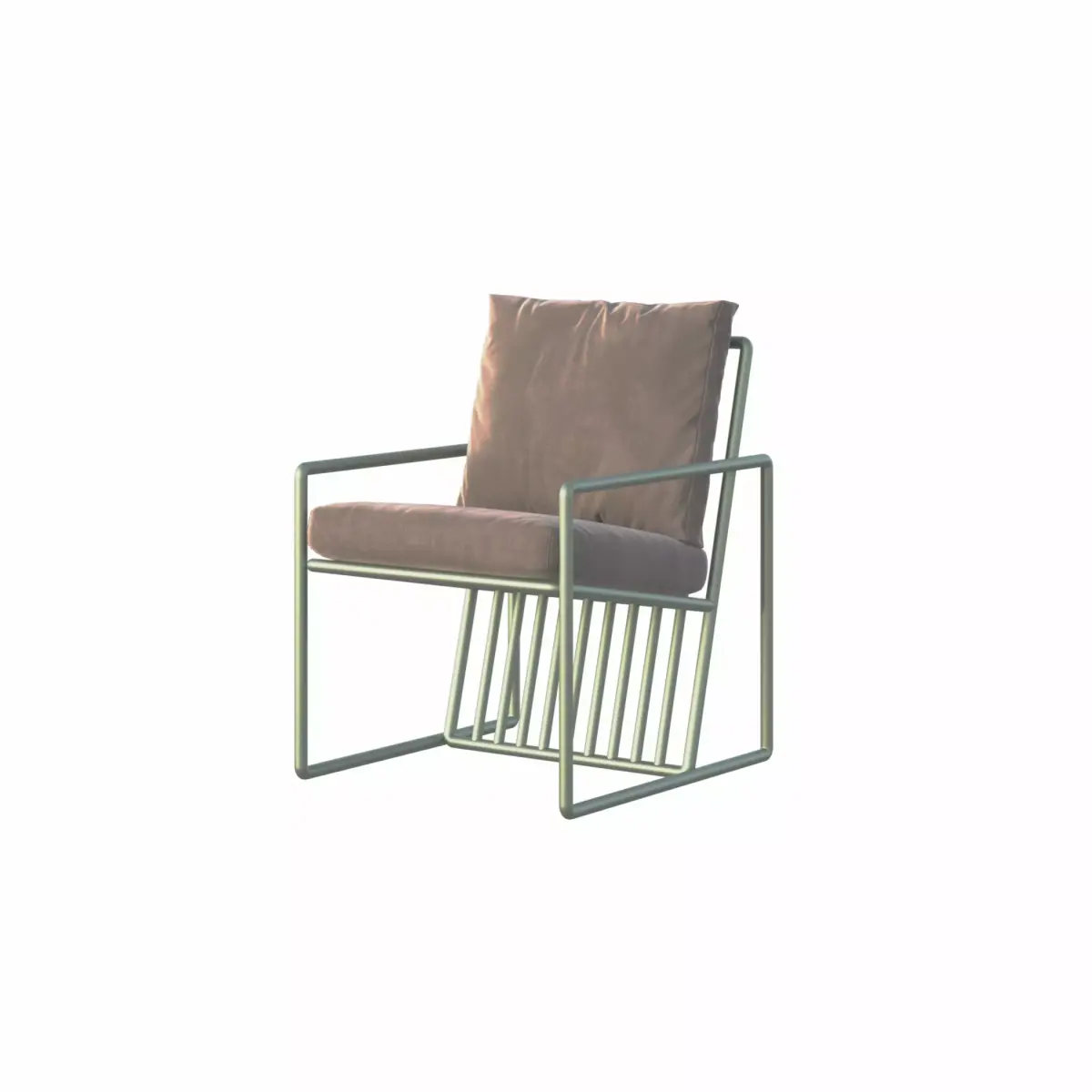 Metalic velvet lounge armchair 3D model