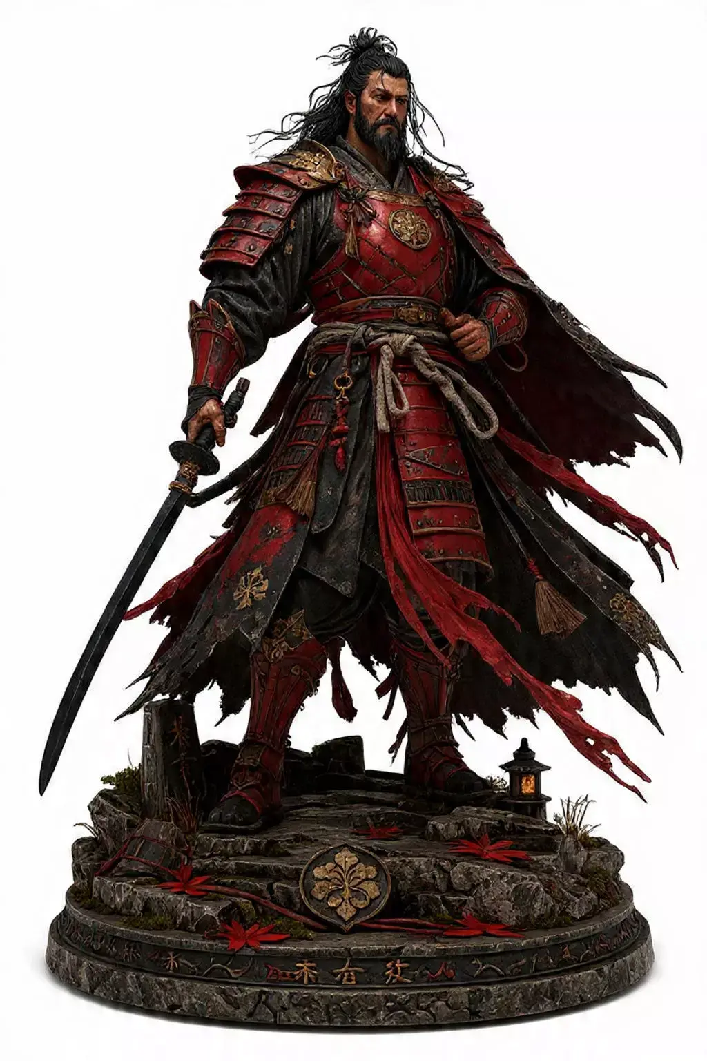 Samurai Crimson Daimyo Samurai 75mm STL Display Miniature 3D print model
