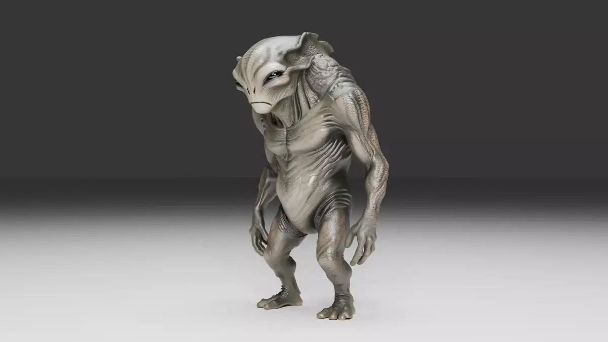  Muscular Alien Creature Drexon 3D Model Low-poly 3D model