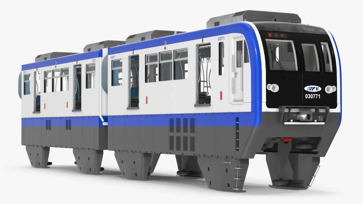 Chongqing Monorail Train Head and Passenger Cars Rigged 3D model