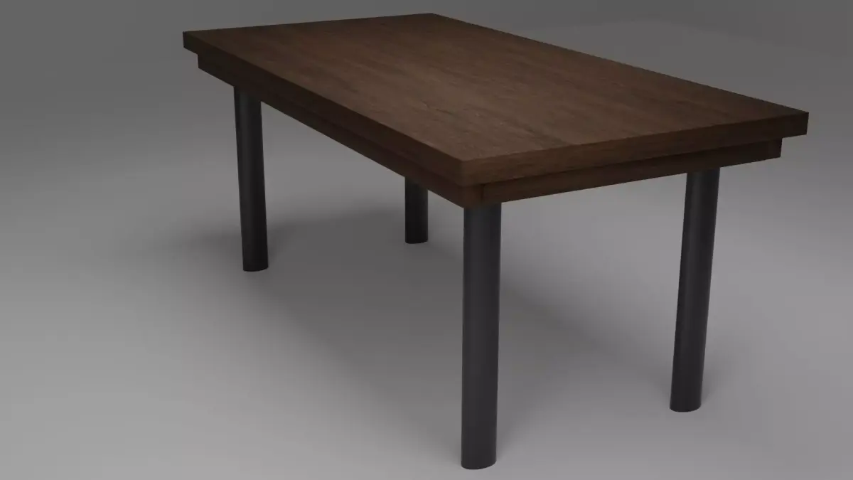 Wooden Table Free low-poly 3D model 3