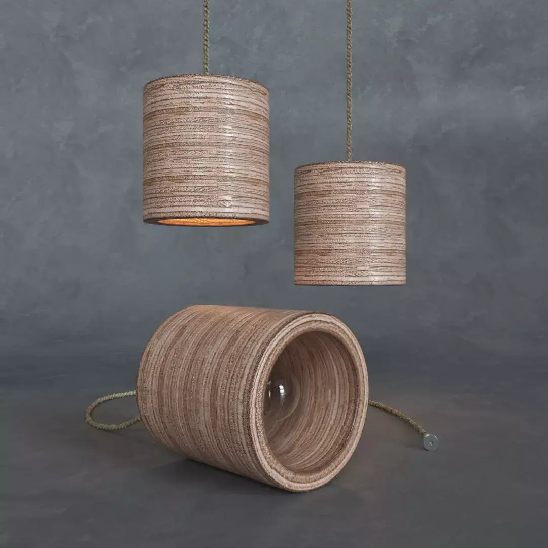 Lamp C-light plywood Free low-poly 3D model
