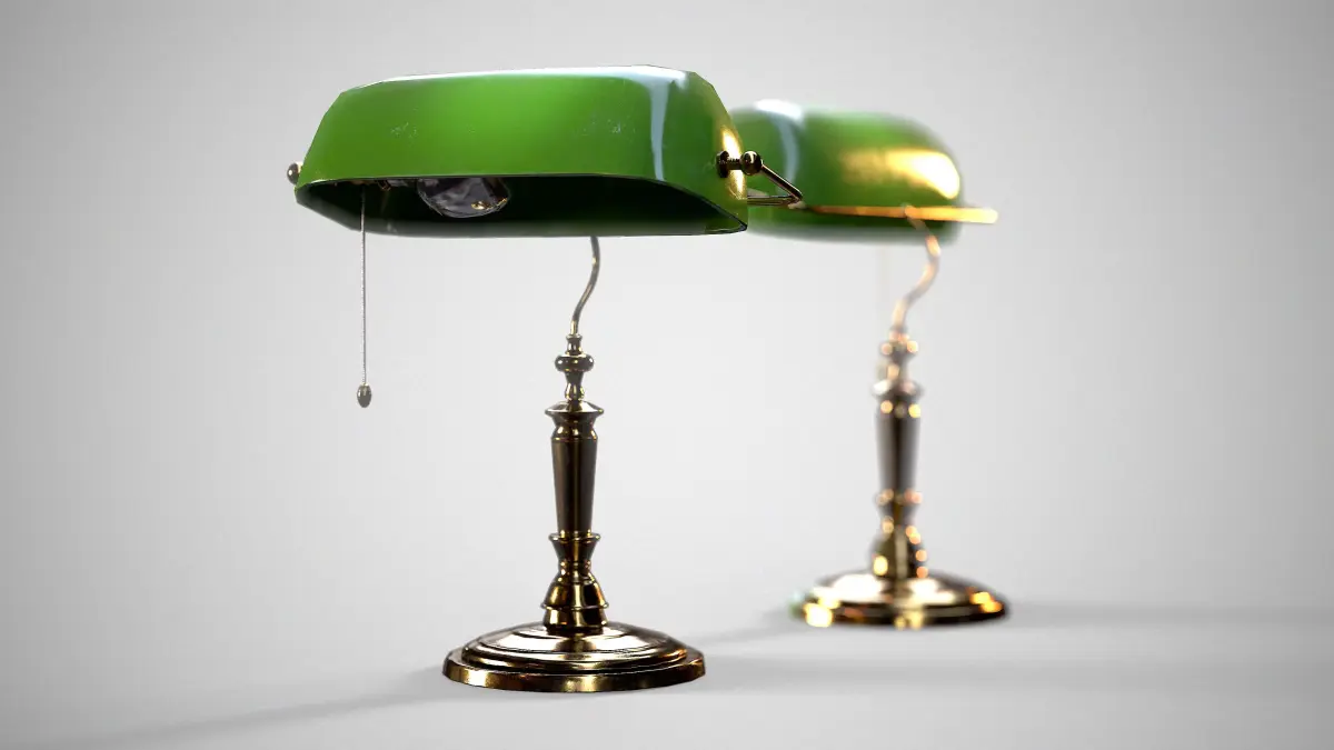 Bankers Antique Desk Lamp - PBR Game Ready Free low-poly 3D model purchase