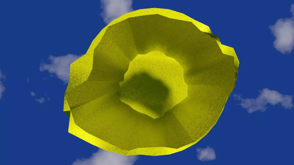 Vase in rough gold material damaged shape  Low-poly 3D model