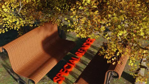 Bench made of metal and wood Free 3D model