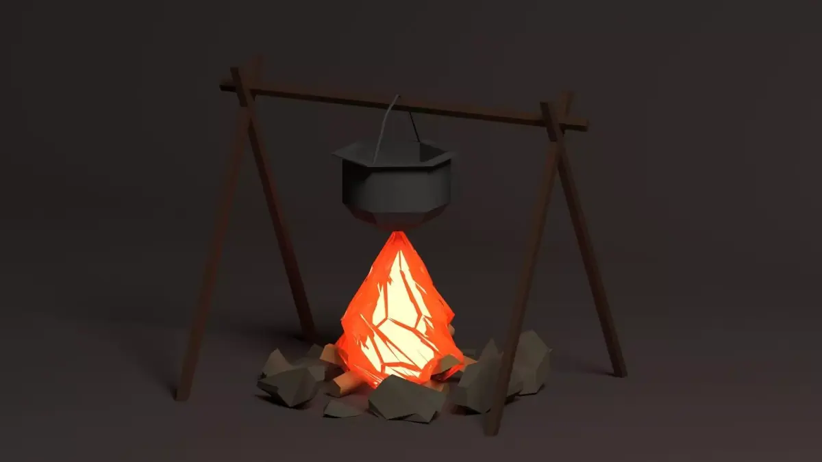 pot on fire Low-poly 3D model