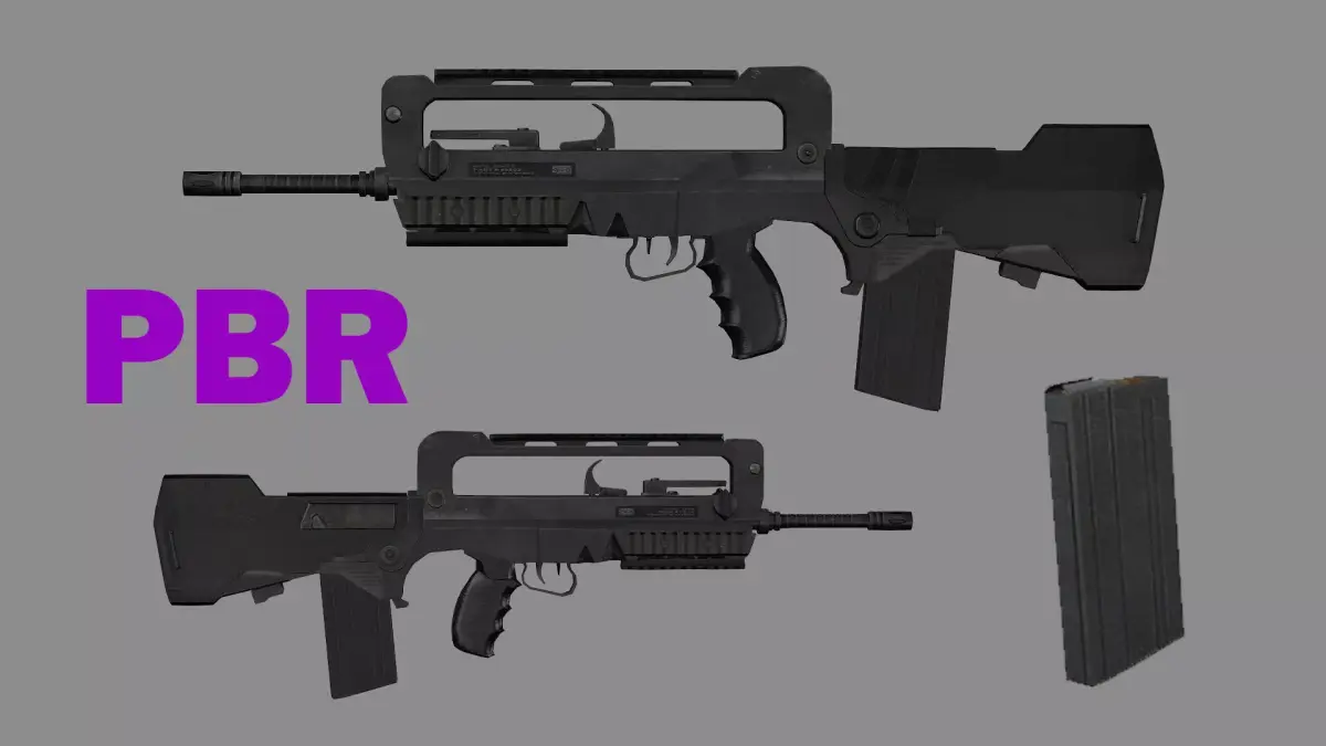 Assault MS2 Bullpup Game Ready Rifle Low Poly 3D Model Low-poly 3D model