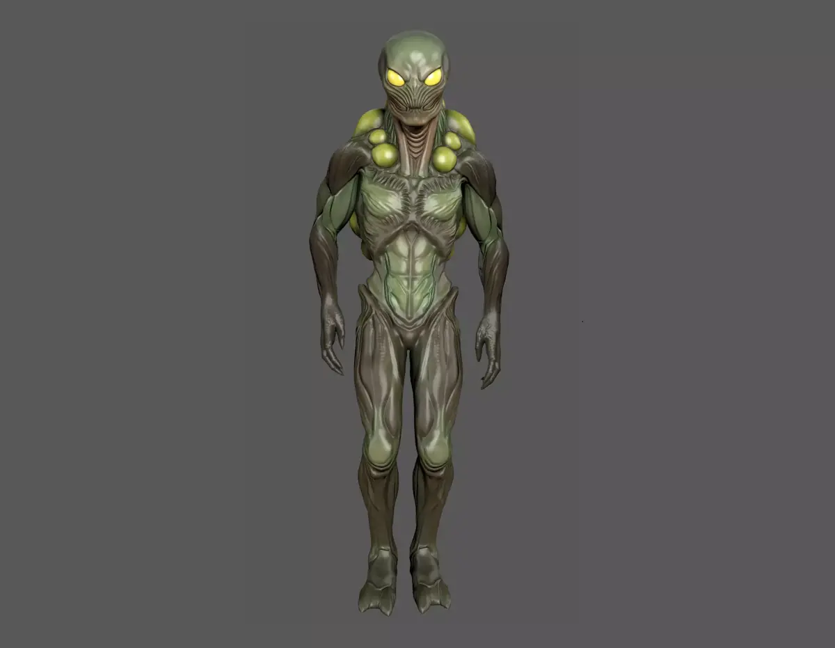 Alien Spitter - Sci-Fi Enemy Rigged Game-Ready  Low-poly 3D model
