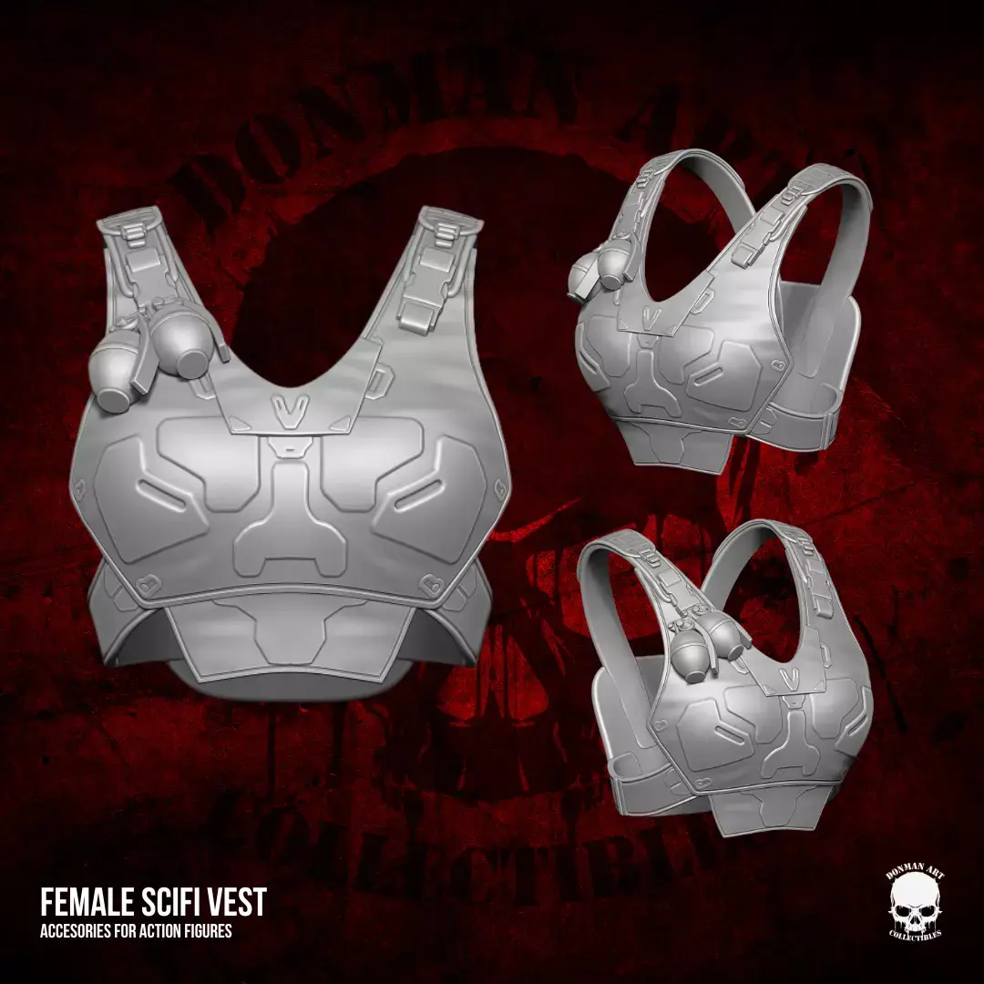 Female SCIFi Vest 3D Printable Files for Action  Figures 3D print model