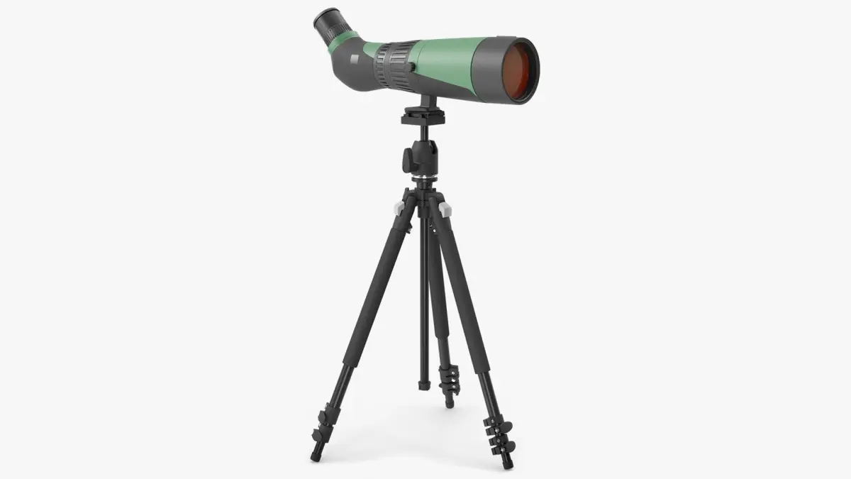 Angled Spotting Scope with Tripod Green Black 3D model