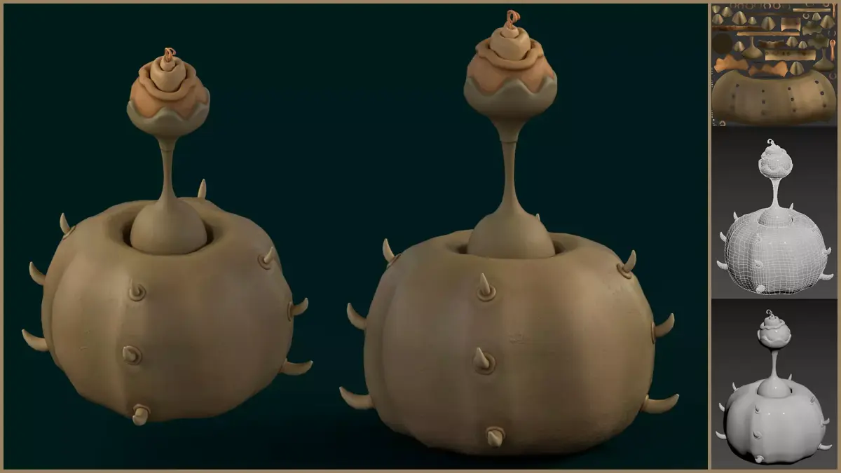 Stylized Alien Pumpkin Low-poly 3D model