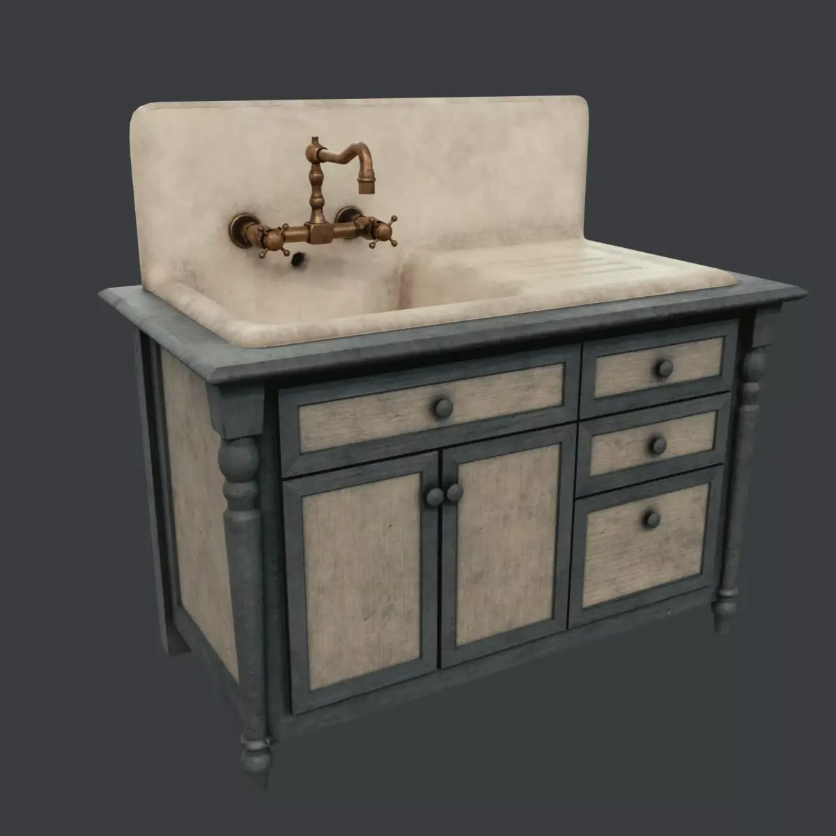 Rustic sink  Low-poly 3D model