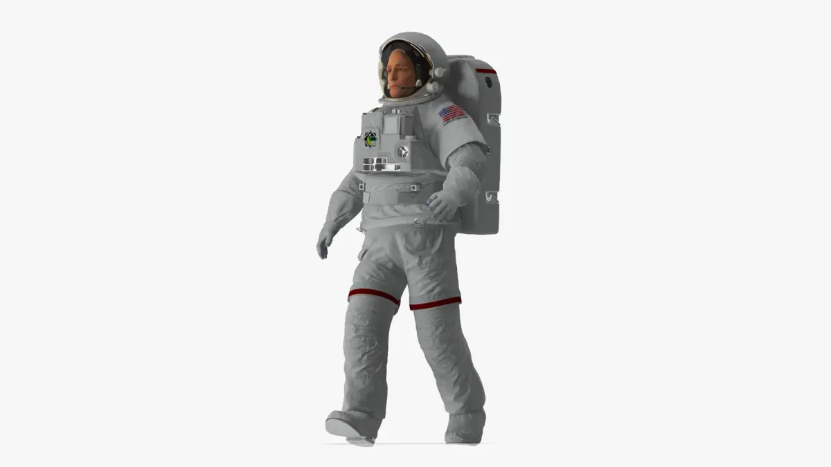 Astronaut in Extravehicular Mobility Unit Rigged for Cinema 4D 3D model