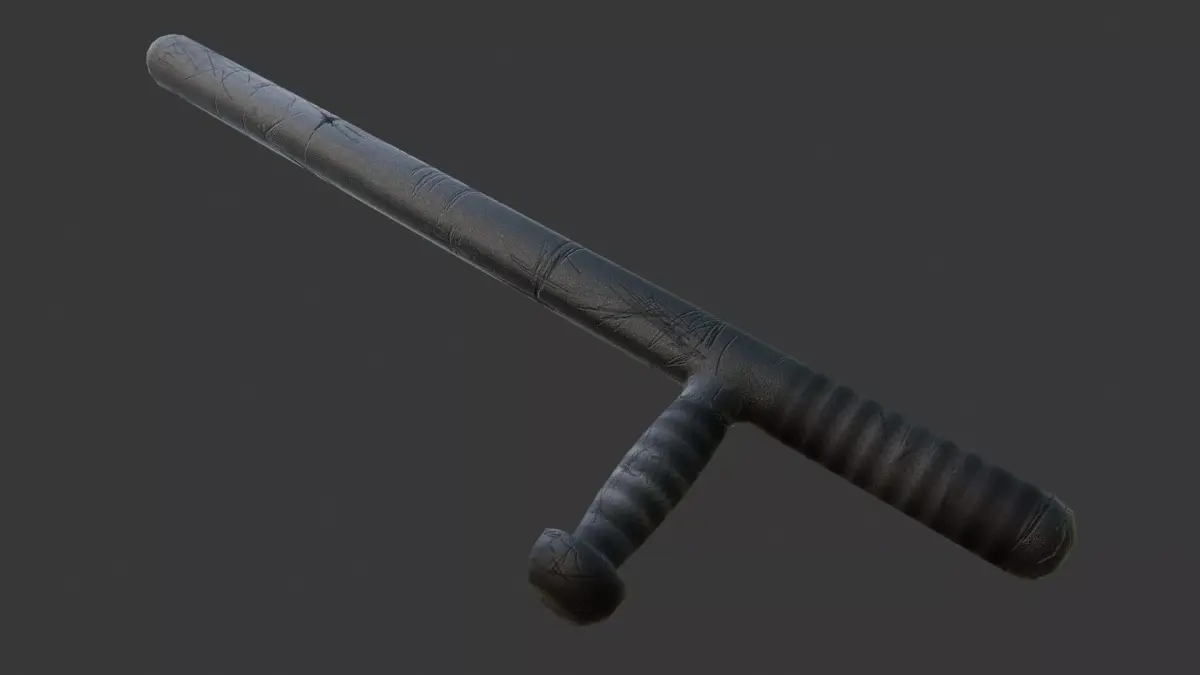 Rough Police Baton Game-Ready Low-poly 3D model