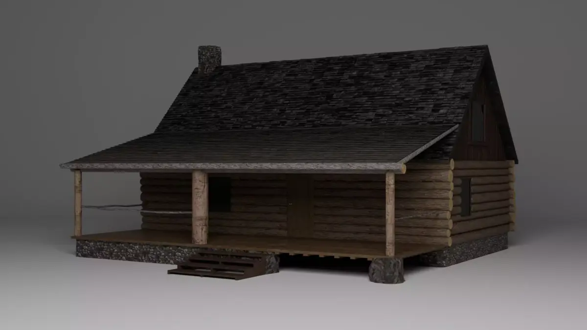 Forest Cabin with Porch Free 3D model