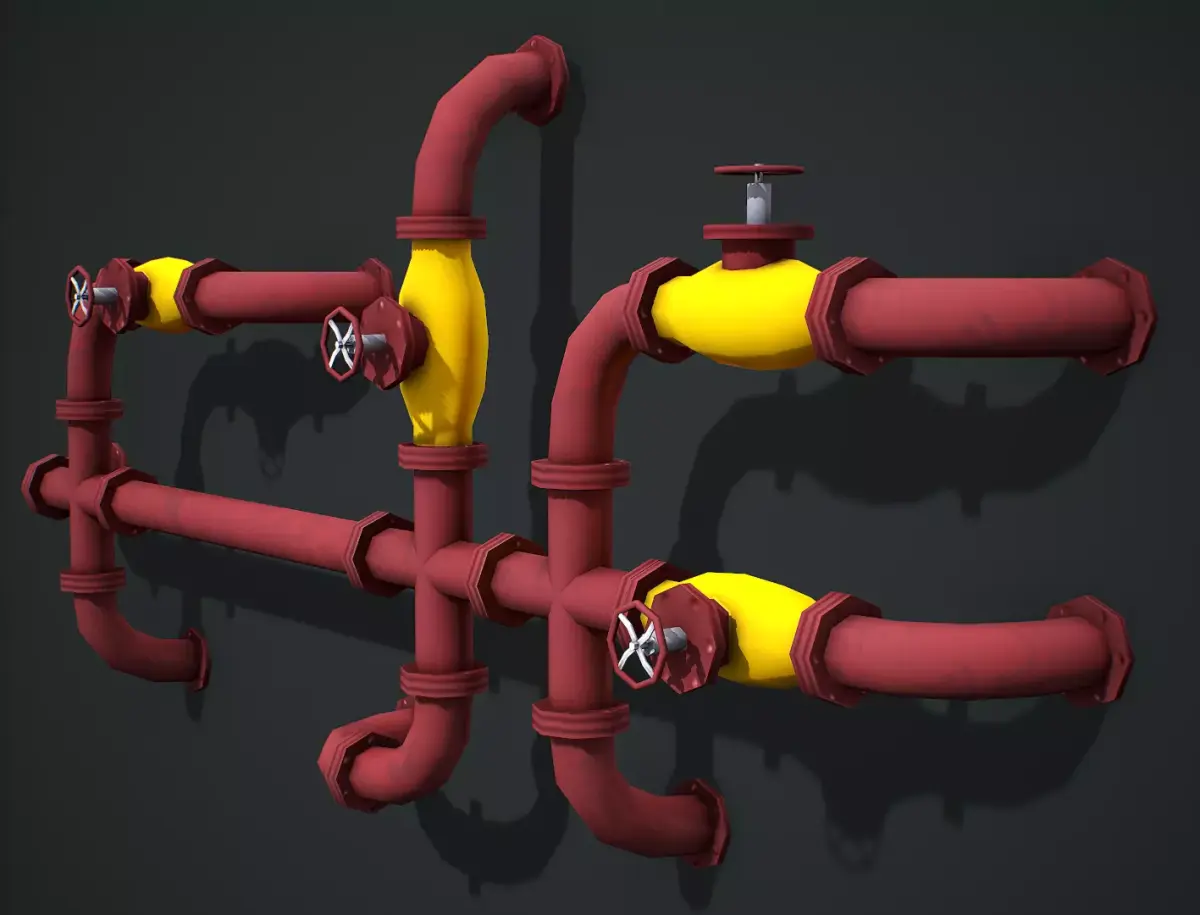 Industrial Pipes Modular - Low Poly Game Ready Low-poly 3D model