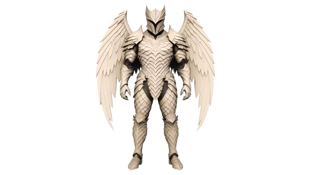Winged Seraph Knight Armor Low-poly 3D model