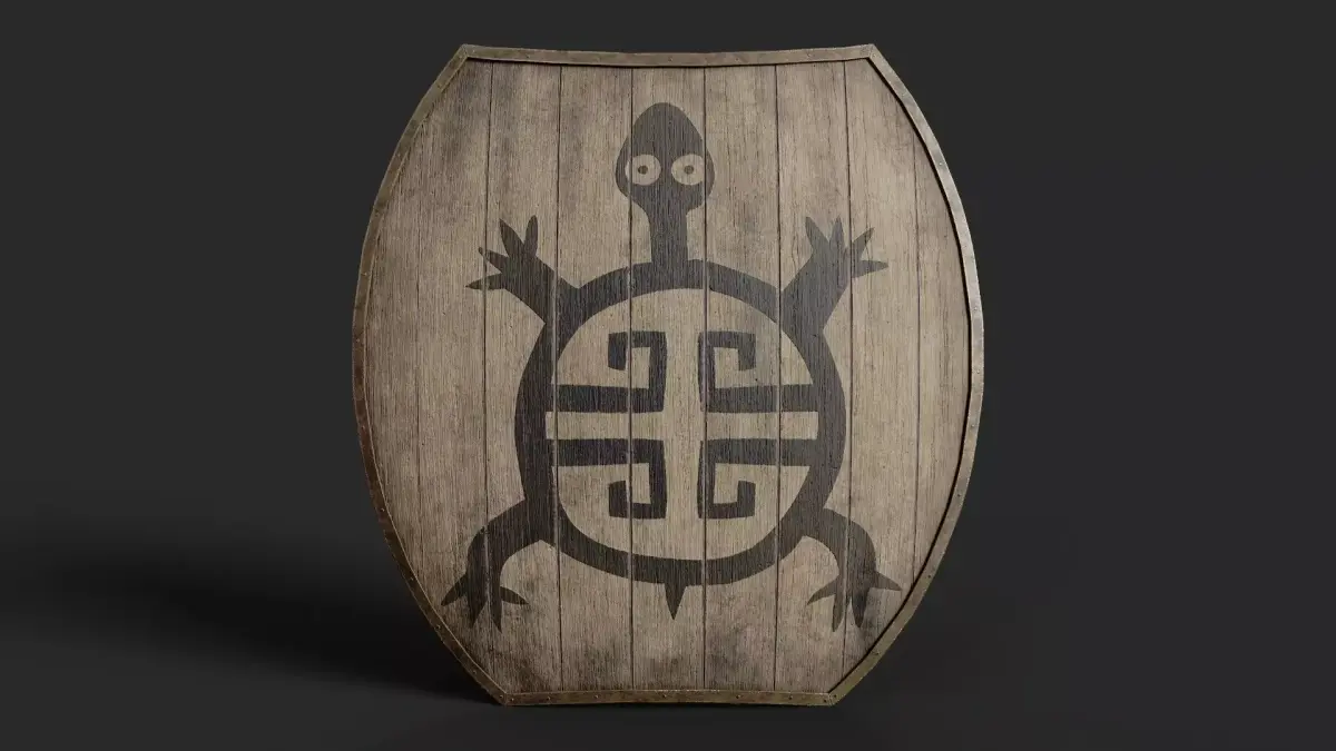 Slavic hybrid shield-painted black turtle symbol Low-poly 3D model