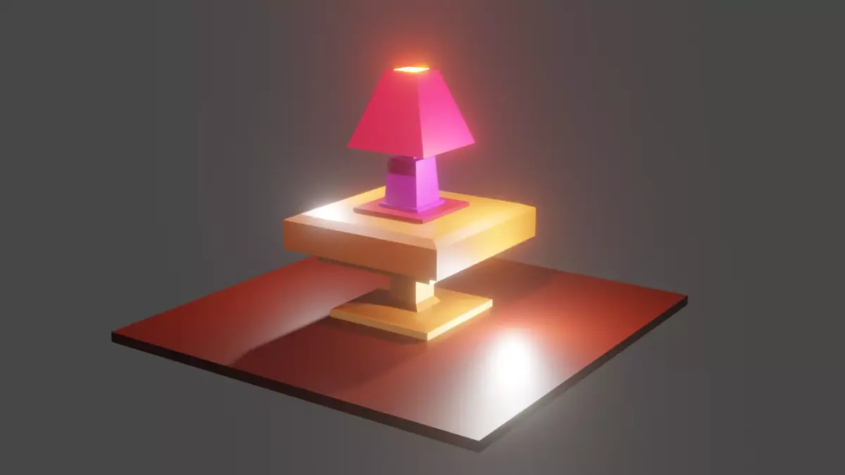 Table and table lamp Free low-poly 3D model