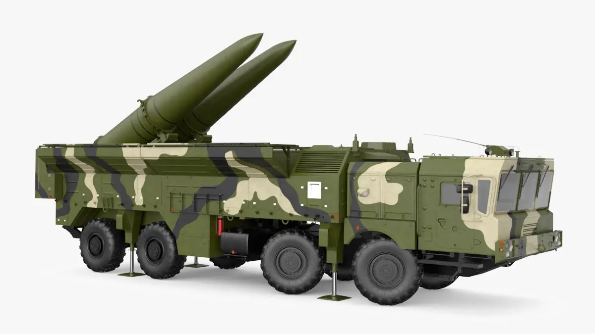 Iskander SS-26 Stone in Camouflage Colored Rigged for Cinema 4D 3D model purchase
